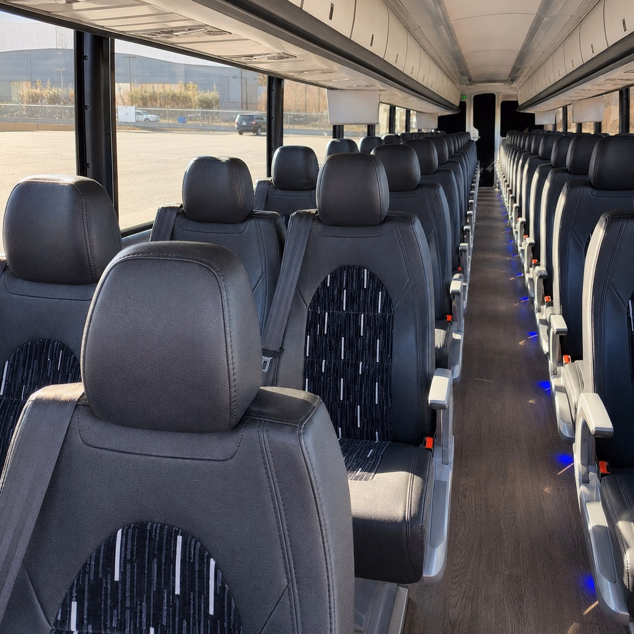 aurora charter bus rental interior